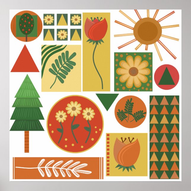 Colourful Geometric Garden | Plant Lovers Poster (Front)