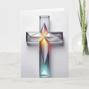 Colourful Geometric Gemstone Christian Cross Card