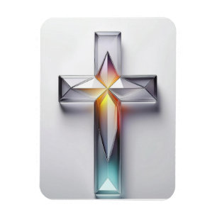 Colourful Geometric Gemstone Christian Cross Magnet