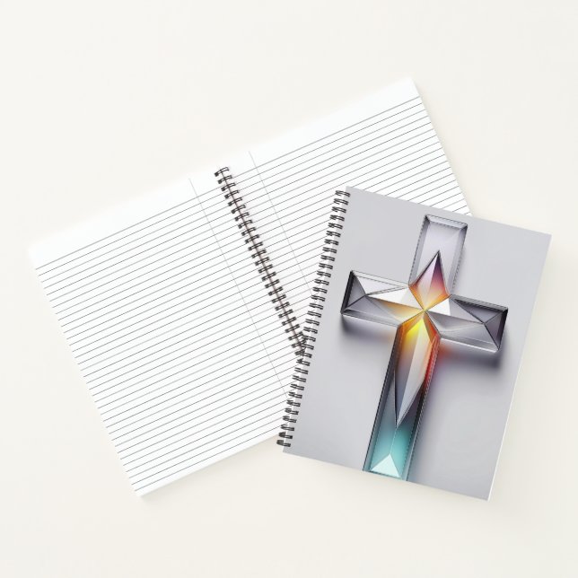 Colourful Geometric Gemstone Christian Cross Notebook (Inside)