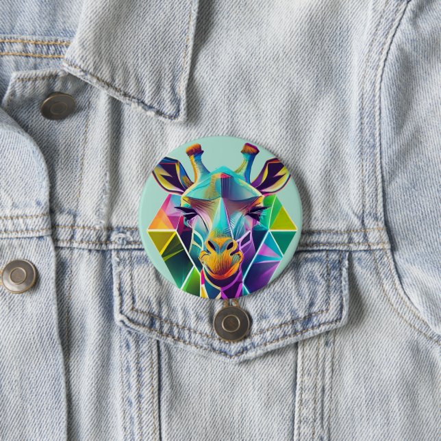 Colourful Geometric Giraffe Head 7.5 Cm Round Badge (In Situ)