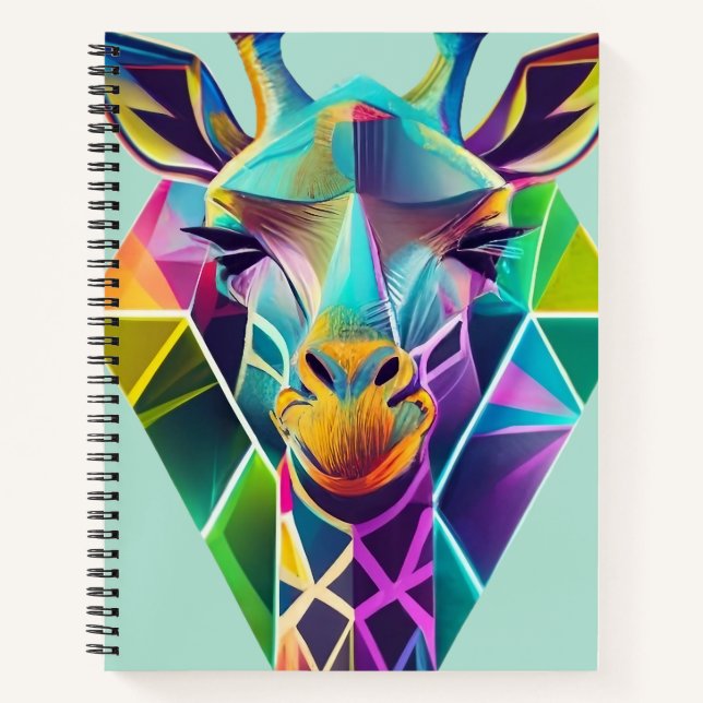 Colourful Geometric Giraffe Head Notebook (Front)