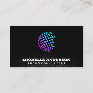 Colourful Geometric Globe   Geometric Background Business Card