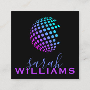 Colourful Geometric Globe Square Business Card