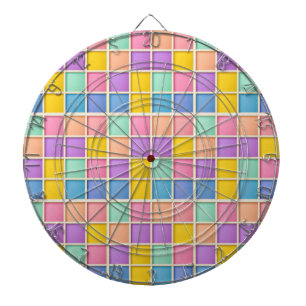 Colourful Geometric Grid Panel Dartboard