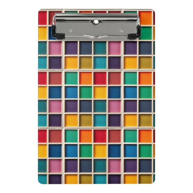 Colourful Geometric Grid Panel Mini Clipboard (Front)