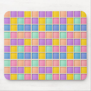 Colourful Geometric Grid Panel Mouse Mat