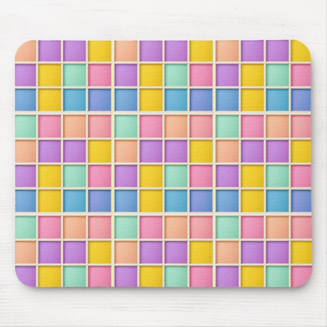 Colourful Geometric Grid Panel Mouse Mat (Front)