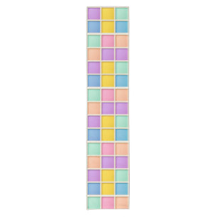 Colourful Geometric Grid Panel Short Table Runner