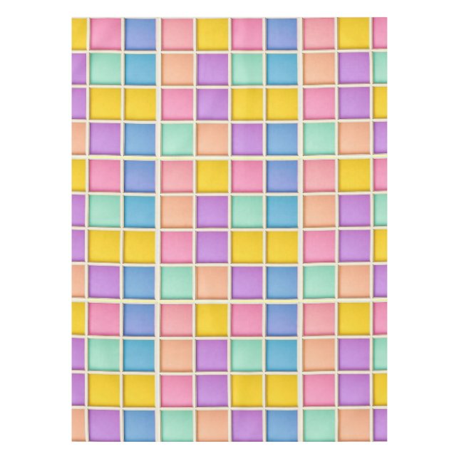 Colourful Geometric Grid Panel Tablecloth (Front)