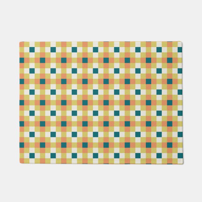 Colourful Geometric Grid Pattern with Retro Palett Doormat (Front)