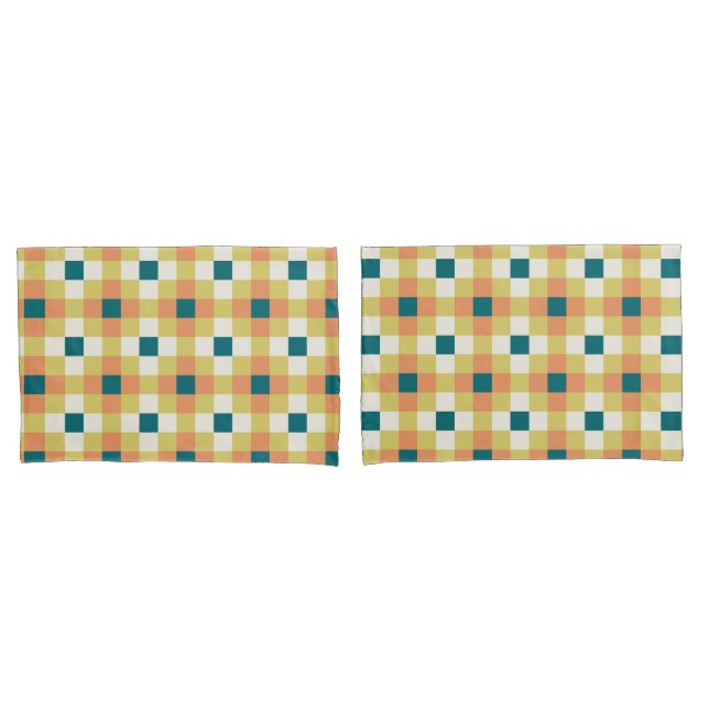 Colourful Geometric Grid Pattern with Retro Palett Pillowcase (Front-Set)