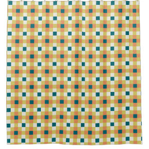 Colourful Geometric Grid Pattern with Retro Palett Shower Curtain
