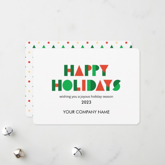 Colourful Geometric Happy Holidays Business  Holiday Card (Front/Back In Situ)