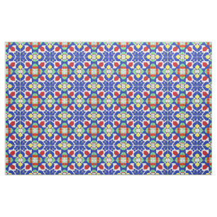 Colourful Geometric Inspired Floral Pattern Fabric
