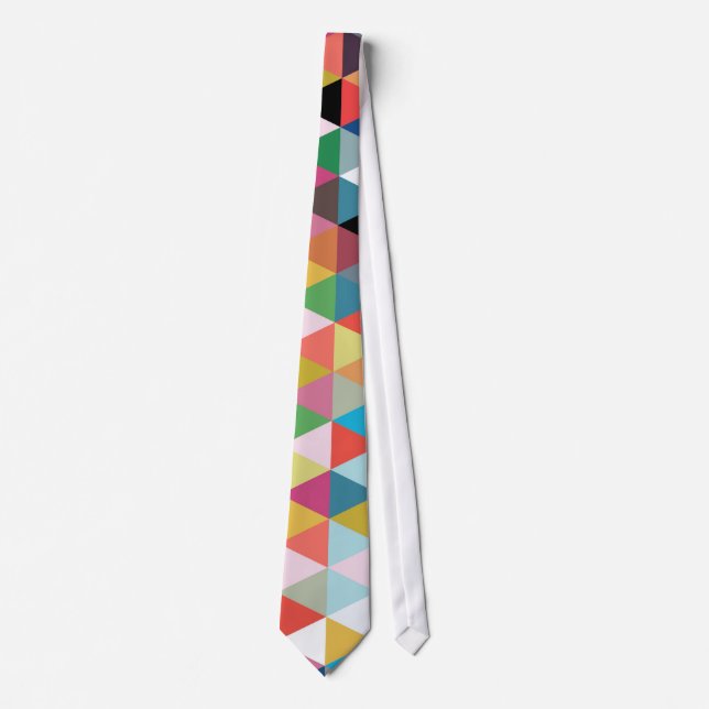 Colourful Geometric Kaleidoscope Patterned Tie (Front)