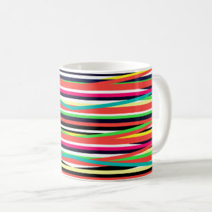 Colourful Geometric Lines Stripes Multi Coffee Mug