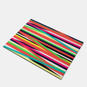 Colourful Geometric Lines Stripes Multi Doormat