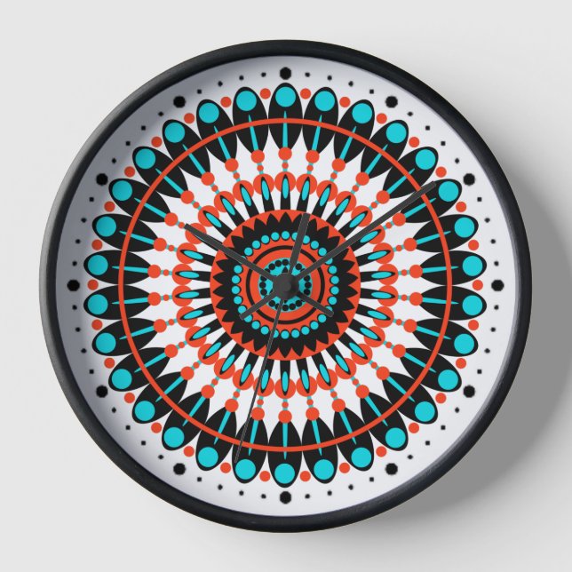 Colourful Geometric Mandala Art-46456 Large Clock (Front)