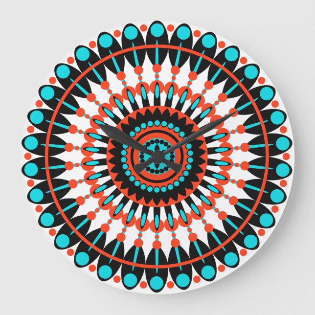 Colourful Geometric Mandala Art-46456 Large Clock (Front)