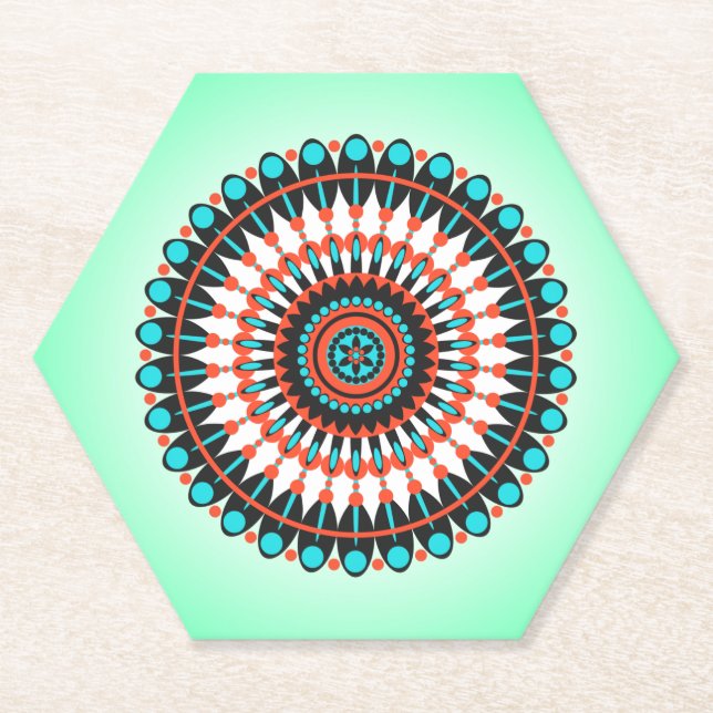 Colourful Geometric Mandala Art-46456 Paper Coaster (Front)