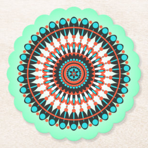 Colourful Geometric Mandala Art-46456 Paper Coaster