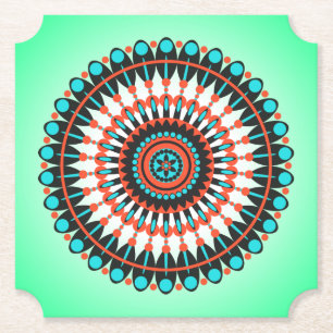 Colourful Geometric Mandala Art-46456 Paper Coaster