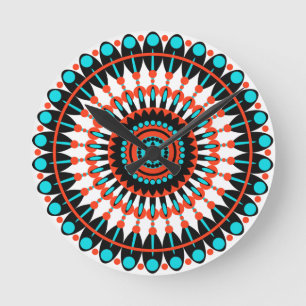 Colourful Geometric Mandala Art-46456 Round Clock