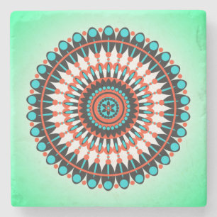 Colourful Geometric Mandala Art-46456 Stone Coaster