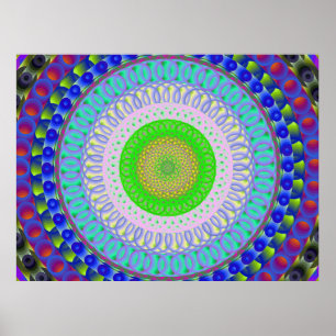 Colourful Geometric Mandala Circle Poster