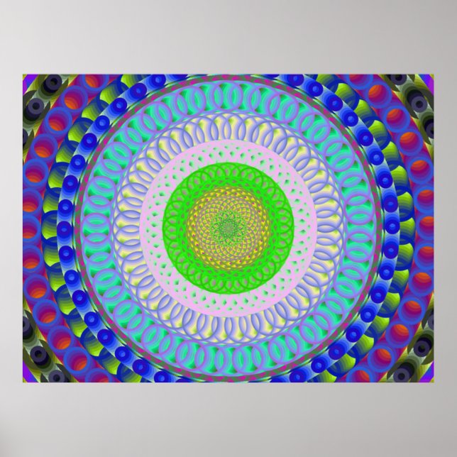 Colourful Geometric Mandala Circle Poster (Front)