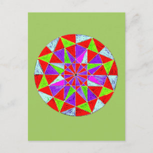 Colourful Geometric Mandala Design Postcard