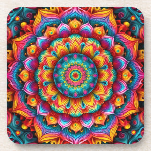 Colourful Geometric Mandala Pattern-342678 Coaster