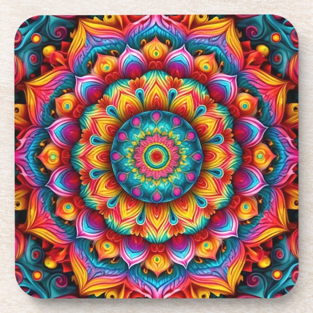 Colourful Geometric Mandala Pattern-342678 Coaster (Front)