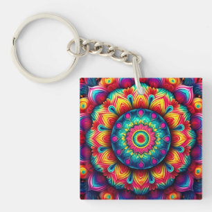 Colourful Geometric Mandala Pattern-342678 Key Ring
