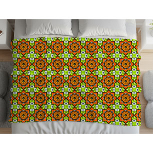 Colourful geometric mandala pattern fleece blanket
