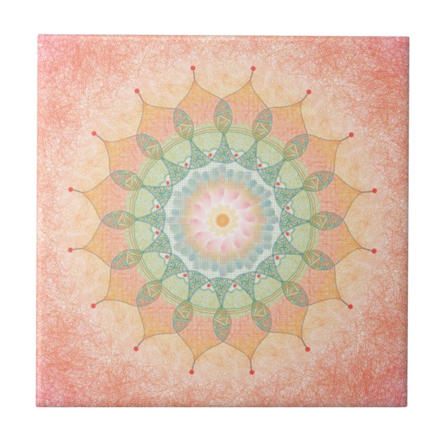 Colourful Geometric Mandala Tile - Original Digita (Front)