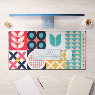 Colourful Geometric Mid Century Funky Desk Mat
