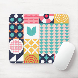 Colourful Geometric Mid Century Funky  Mouse Mat