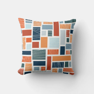 Colourful geometric Mid Century style design Cushion