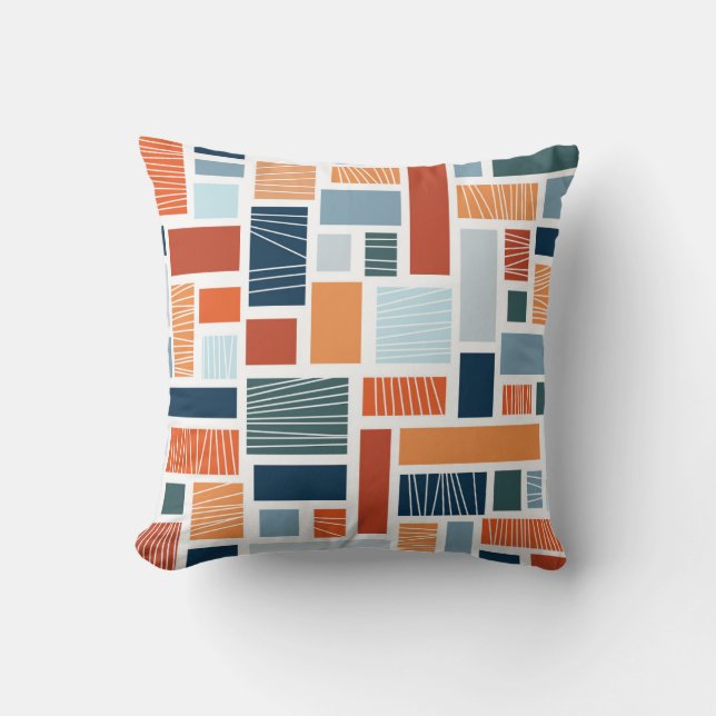 Colourful geometric Mid Century style design Cushion (Front)