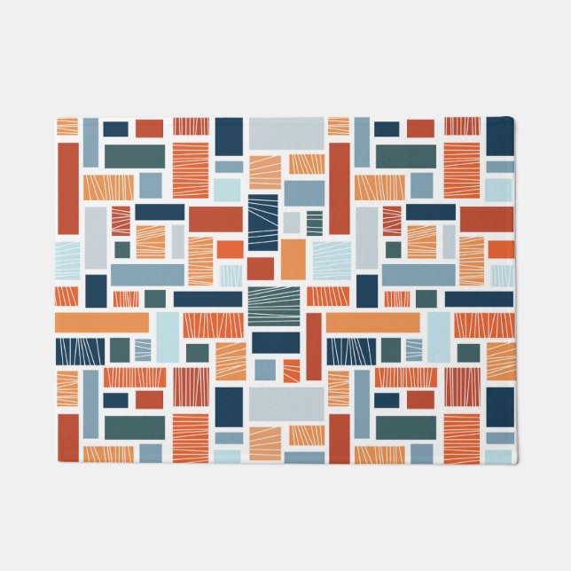 Colourful geometric Mid Century style design Doormat (Front)