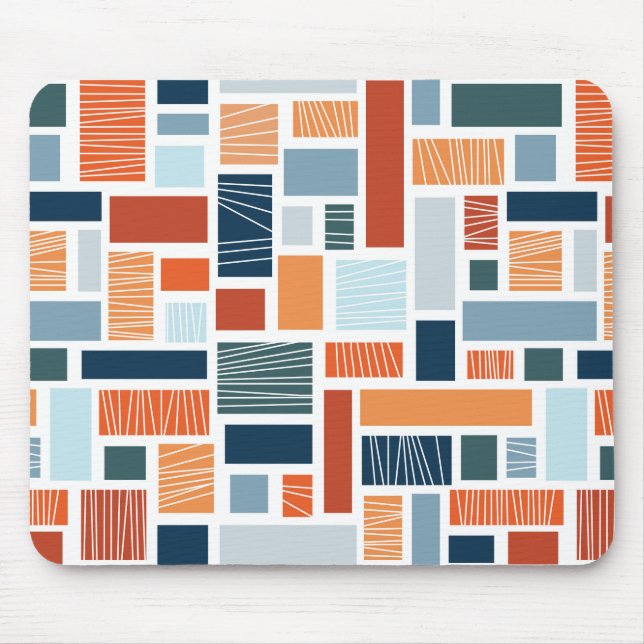 Colourful geometric Mid Century style design Mouse Mat (Front)