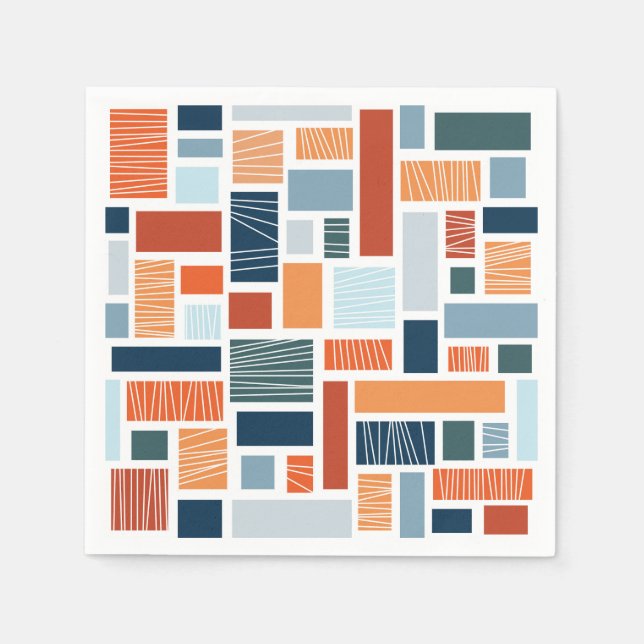 Colourful geometric Mid Century style design Napkin (Front)