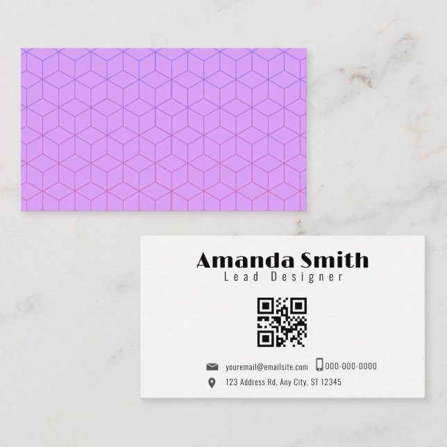 Colourful Geometric Modern Design w/ QR Code  Business Card (Front/Back)