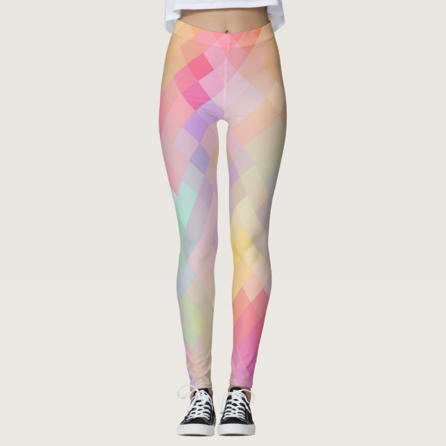 Colourful Geometric Modern Diamond Pattern #13 Leggings (Front)