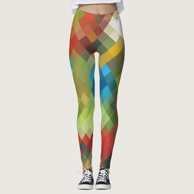 Colourful Geometric Modern Diamond Pattern #15 Leggings (Front)