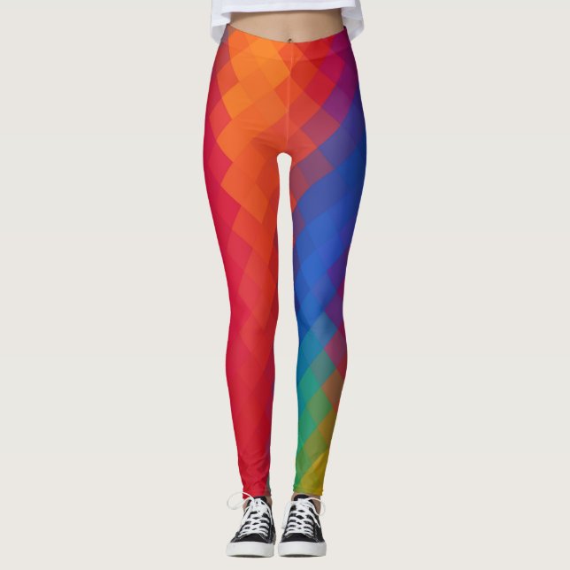 Colourful Geometric Modern Diamond Pattern #20 Leggings (Front)