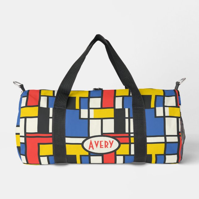 Colourful Geometric Mondrian Style Print Duffle Bag (Front)