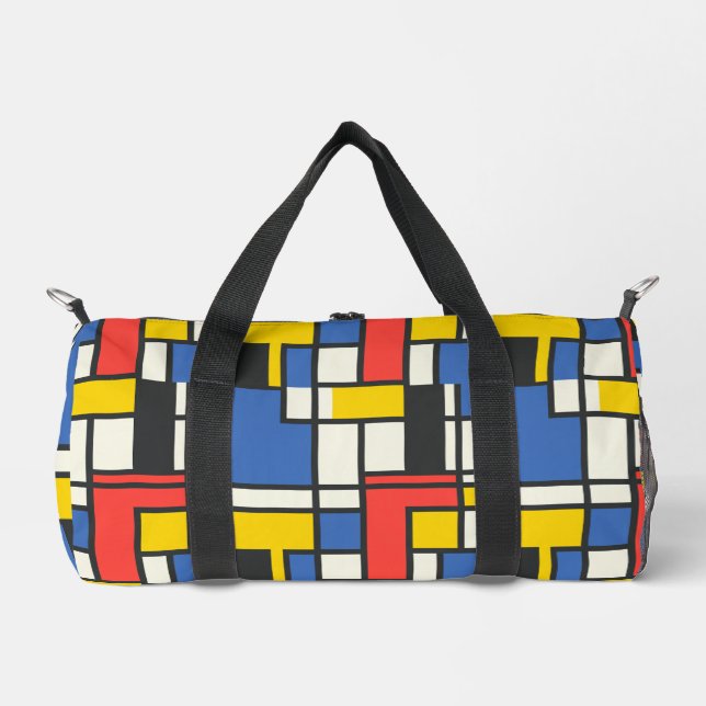 Colourful Geometric Mondrian Style Print Duffle Bag (Front)